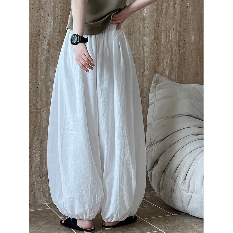 

Oversized Bloomers New Summer Elegant Fashion Women Lantern Pants Casual Loose Breathable Cotton Wide Leg Pants