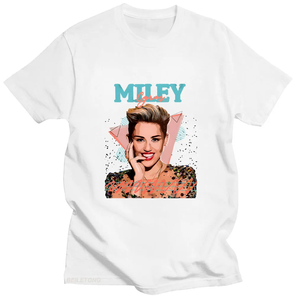 Miley Cyrus T-shirt for Girls Round Neck Tee-shirt Spring Cotton Printing Short Sleeve Tshirt Ropa De Mujer Fashion Clothing