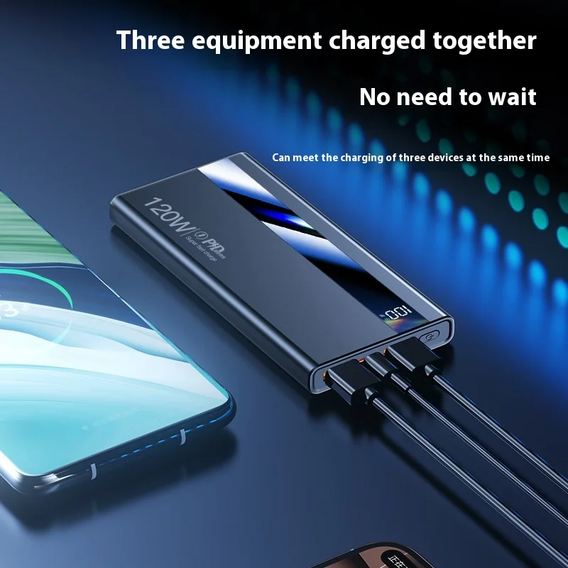 

30000mAh 120w Portable Powerbank Super Fast Charging Battery High Capacity Digital Display Power Bank For Apple Android