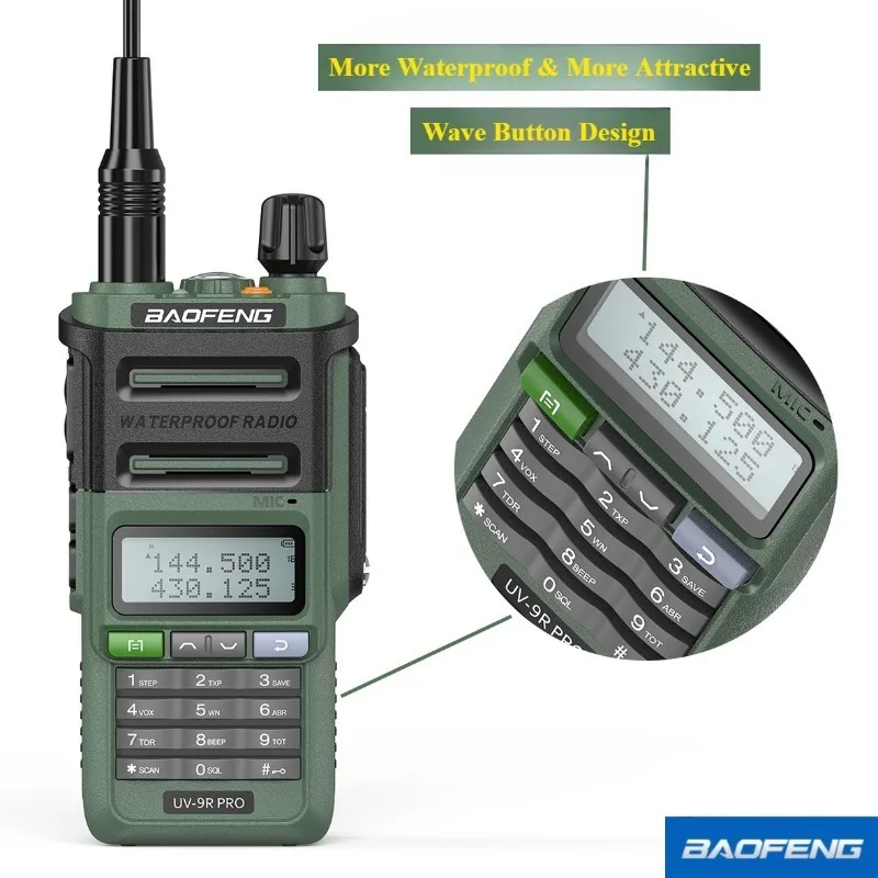 Baofeng UV-9R PRO V2 جهاز اتصال لاسلكي مقاوم للماء TYPE-C سفينة مدنية عالية الطاقة جهاز مزدوج النطاق جهاز لاسلكي خارجي احترافي