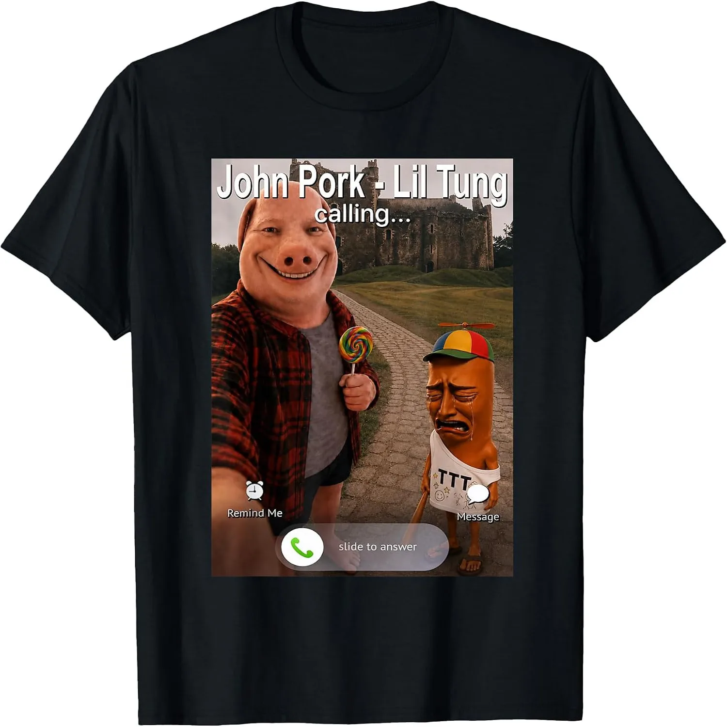 Lil Bro Tung Tung Sahur John Pork is Calling Brainrot Meme T-Shirt