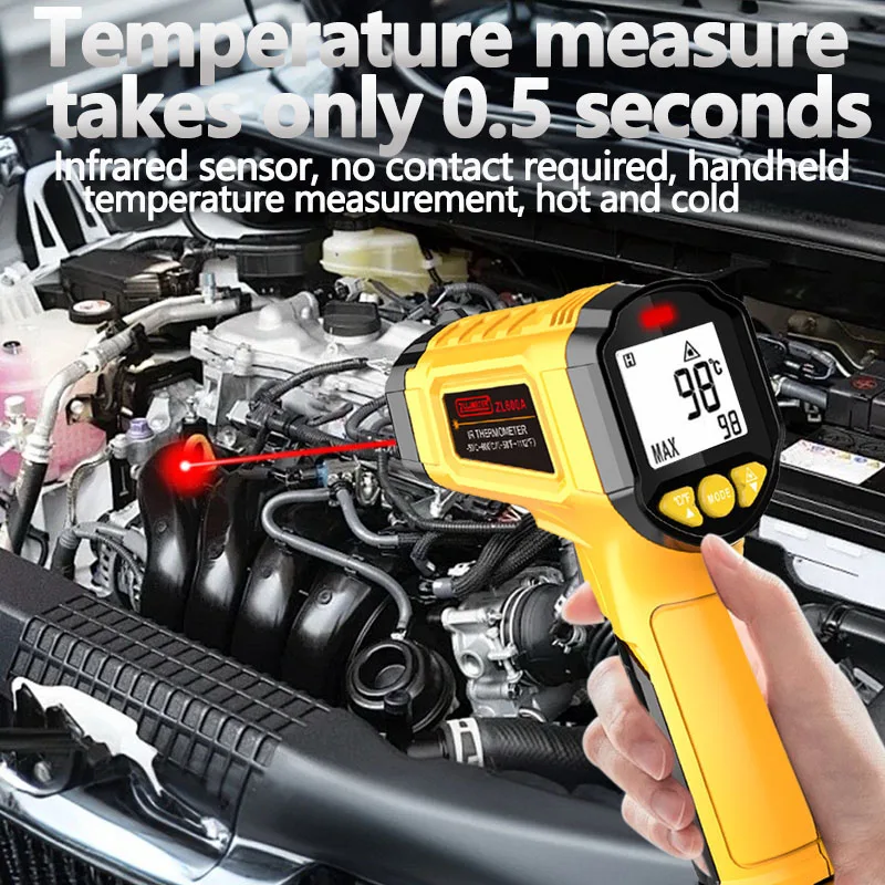 Adjustable emissivity Infrared Thermometer Professional 12:1 Digital Temperature Meter Non-contact Laser Thermometers Pyrometer