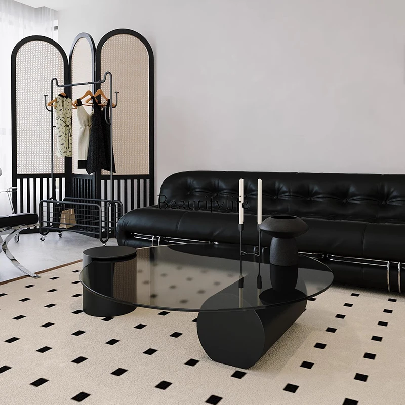 

European Minimalist Coffee Table Round Glass Unique Aesthetic Coffee Table Coffee Table Trendy Meubles