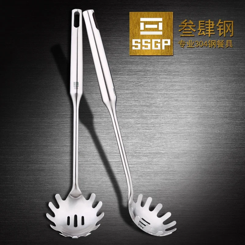 Thickened 304 Kitchen Stainless Steel Products Slotted Spoon Spaghetti Pasta Spoon Tuck Powder Claw Hedge Fishing Pedunculata