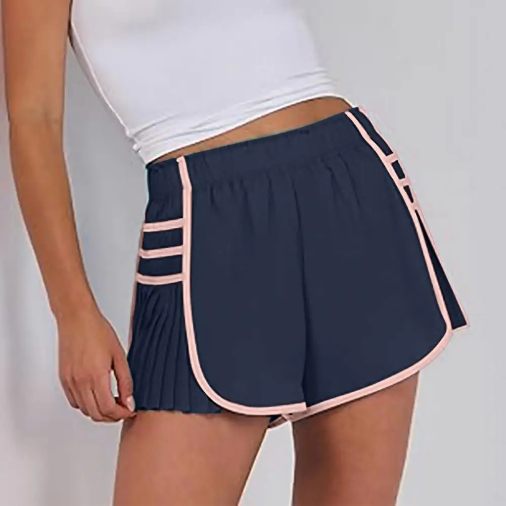 A-line Shorts Stylish Women's Summer Sports Shorts with Elastic High Waist Loose Fit Pleated Design for Jogging Yoga Tennis Lady