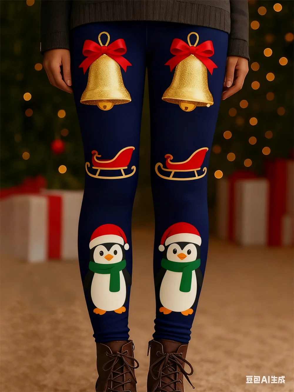 Spodnie damskie Świąteczna atmosfera Moda Spodnie świąteczne Elastyczne spodnie do jogi Elastyczna talia Jesień Zima Odzież damska y2k