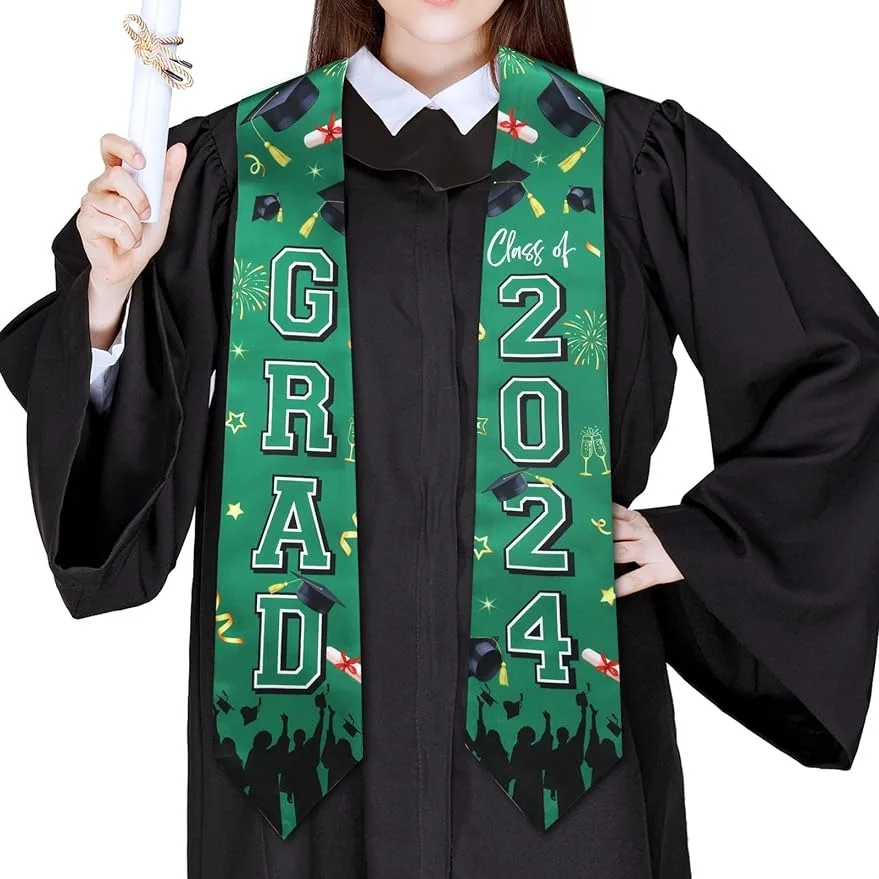 

Fangleland 2024 Graduation Green Shawl，for 2024 Farewell Campus Graduation Party Supplies