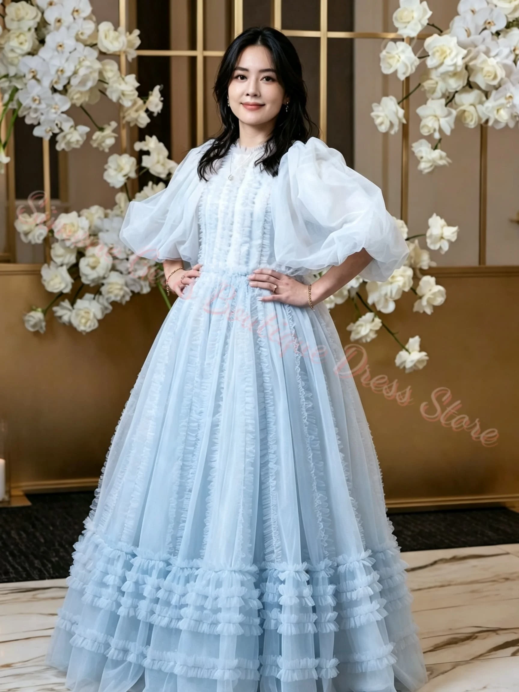 robe-de-demoiselle-d'honneur-elegante-en-maille-bouffante-a-manches-courtes-et-col-montant-couleur-ivoire-ideale-pour-les-robes-de-premiere-communion-et-les-fetes-de-mariage