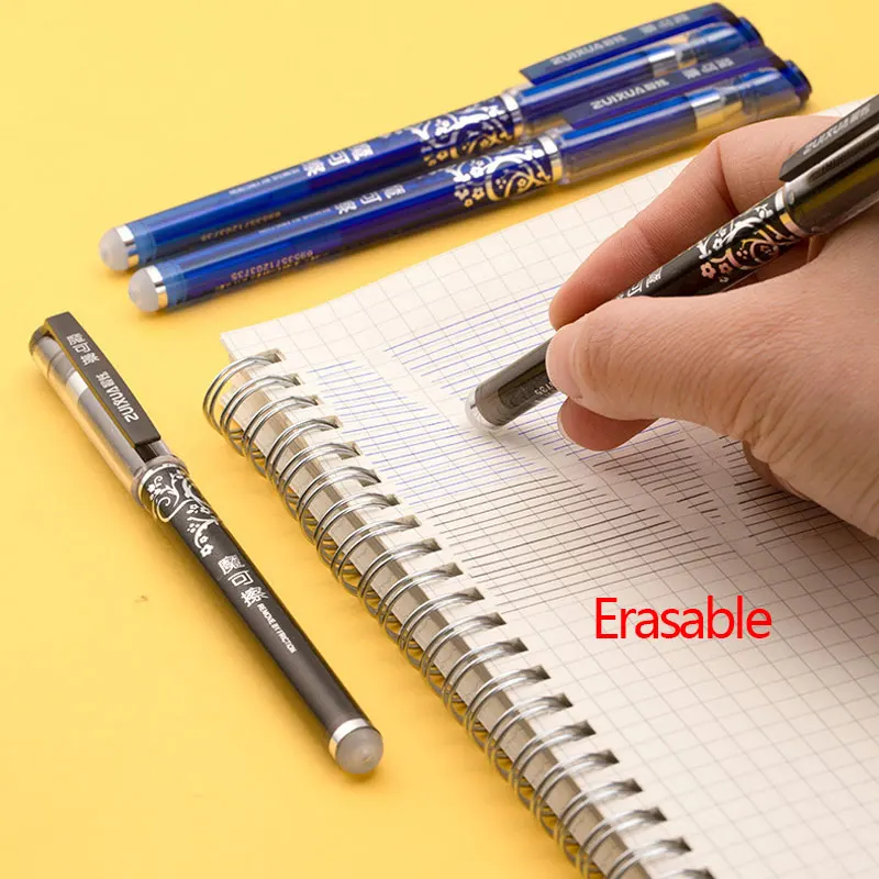 Ensemble de stylos à gel effaçables, stylo à bille kawaii bleu à pointe Fine de 0.5mm pour écrire, papeterie coréenne, fournitures scolaires et de bureau