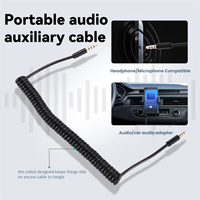 #514O 3.5mm Male to Male Jack 4 Pole Extension Aux Audio Coiled Spiral Cable 1.5M (black)