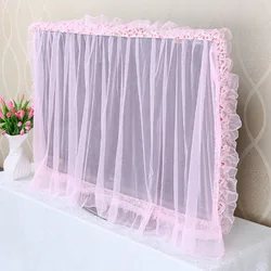 Lace Fabric Door Curtain TV Circle Can Be Flipped Dust Cover Monitor Screen Home Decorations Dust Cover With Elastic