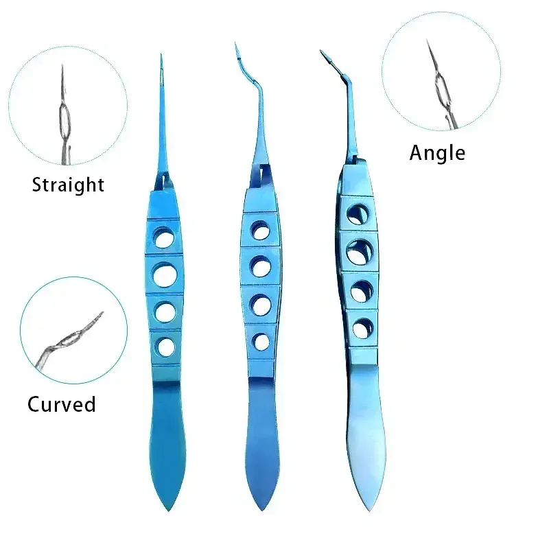 GREATLH Angle Tweezer Ophthalmic Titanium Eye Instrument Nucleus Crushing Tweezers
