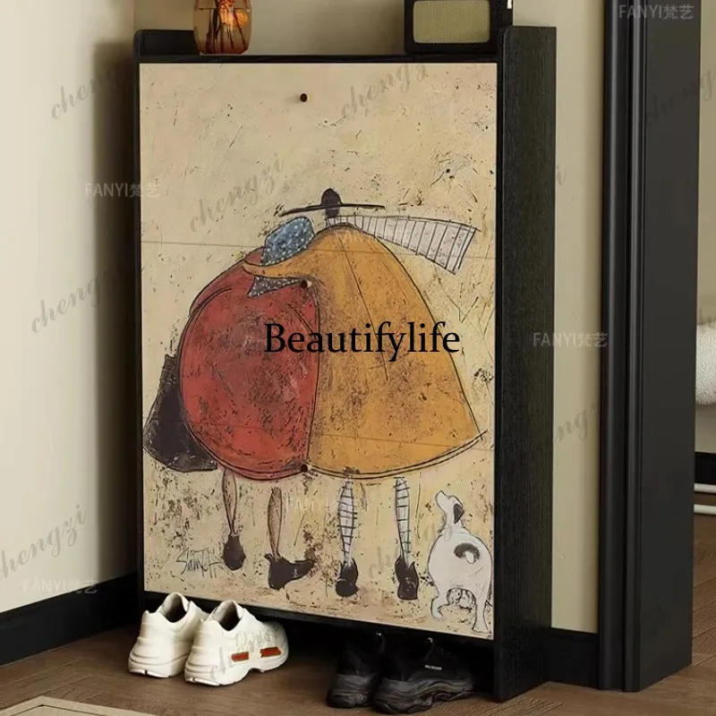 Natural Nordic Wooden Shoe Rack Black Italian Entryway Living Room Shoe Cabinet Display Space Saving Mueble Zapatero