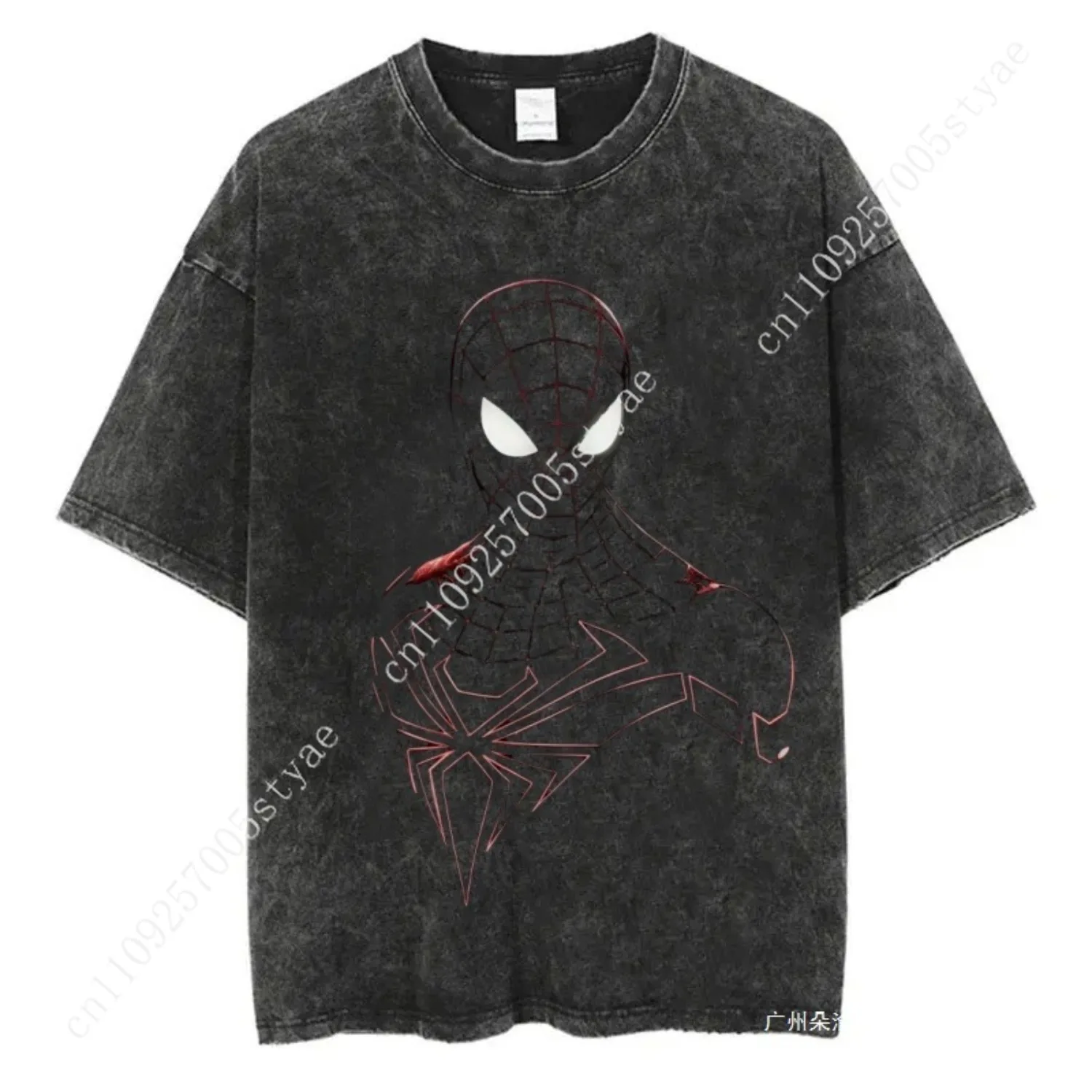 

Marvel Heroes: Spider-Man & Avengers — Unisex Washed Vintage Cotton T-Shirt (Hip-Hop Street Style)