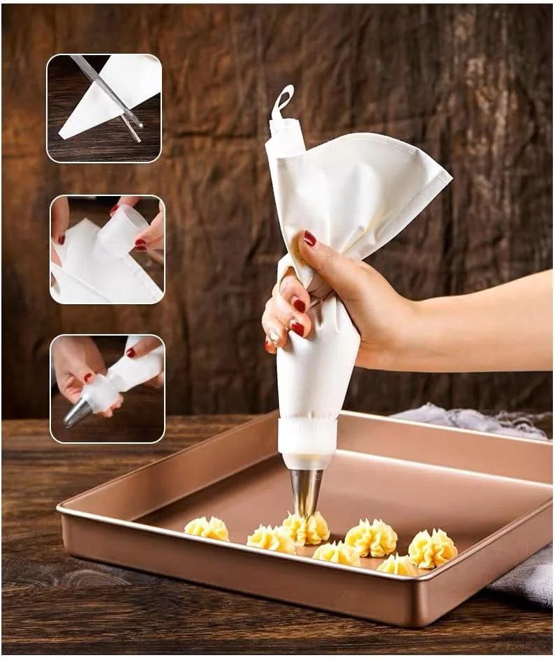 Sac de tuyauterie de cuisson en tissu imperméable épais réutilisable, 1 pièce, différentes tailles pour bricolage crème pour décoration de gâteaux et outil de cuisson