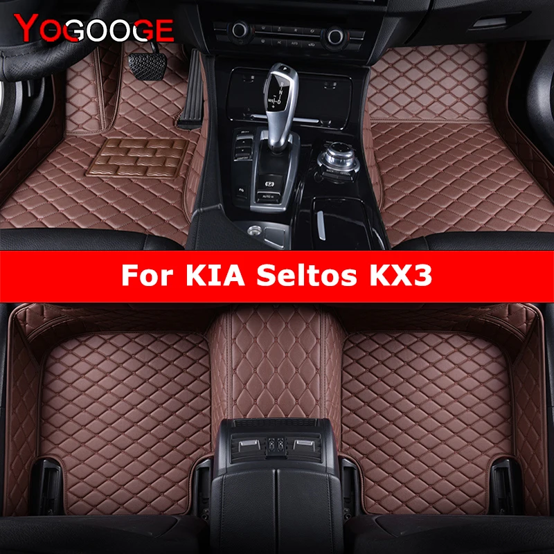 

YOGOOGE Custom Car Floor Mats For KIA Seltos 2019-2023 KX3 Auto Carpets Foot Coche Accessorie