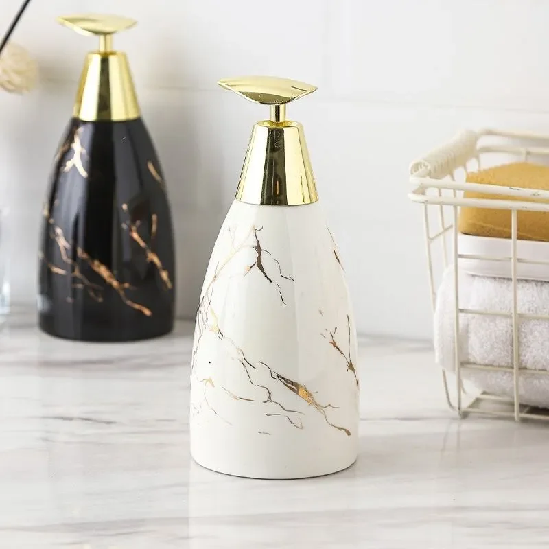 Simple Ceramic Lotion Bottle Marble Shampoo Dispenser Household Bathroom Supplies Ceramic Soap Dispenser Bathroom Decor