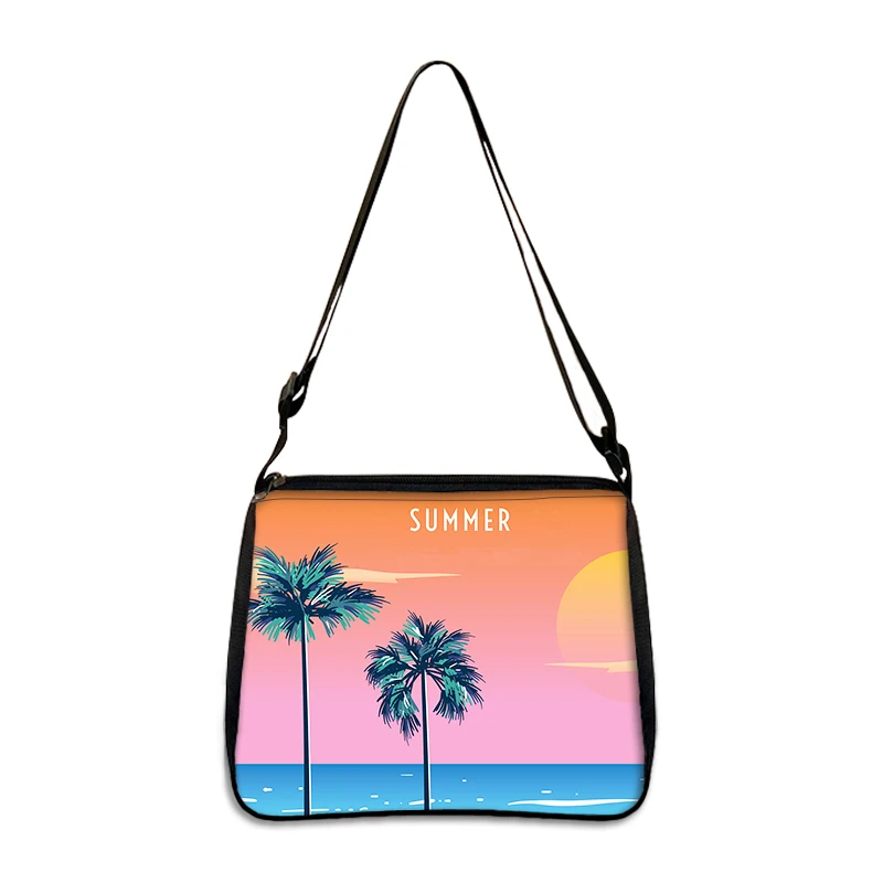 Tropical Hawaiian Beach Print Shoulder Bag Women Handbags Coconut Palm Tree for Travel Tote Bag Phone Purse Holder Crossbody Bag