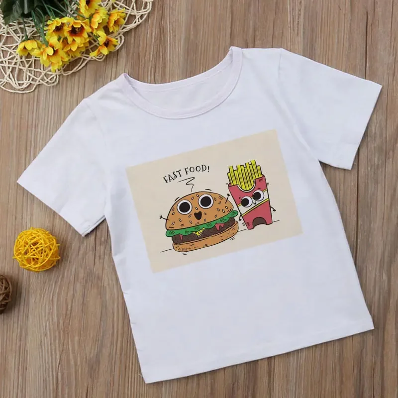 

Christmas Shirts For Girl Harajuku Santa Claus French Fries Burger Toddler Tshirt Leisure Boys Tops New Summer Kawaii Cute