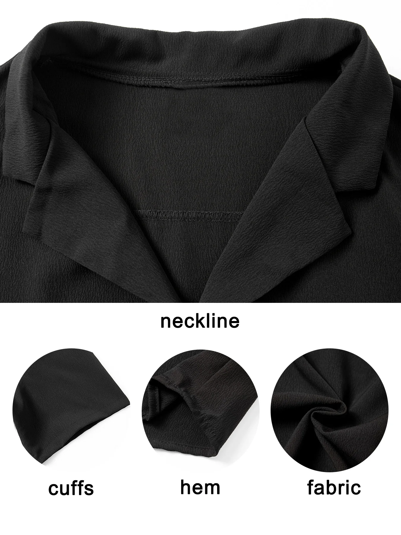 Men 2 Piece Crinkle Textured Vacation Matching Set Cuban Notch Collar Chest Pocket Short Sleeve Button Shirt Elastic Drawstring view 2