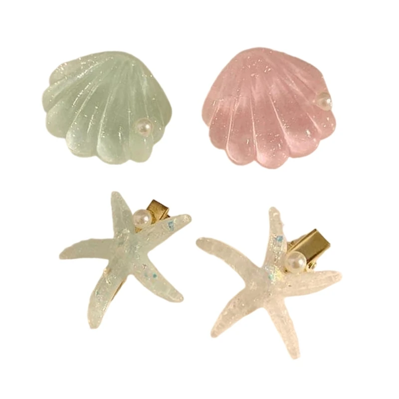 

Sea Star/Shell Design Hair Clip Plastic Hairpin Accessory For Fashionable Women Music Festival Everyday Use Barrette 15UB
