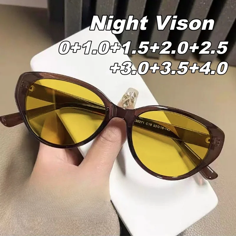 

Retro Cat-Eye Night Vision Presbyopia Glasses High-Quality Metal-Hinged High-Definition Night Vision Glasses for Drivers