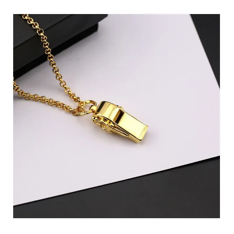 

Crowe's New Gold-plated Holy Sword Whistle Pendant Necklace Personalized Punk Hipster Men's and Women's Versatile Gold Necklace