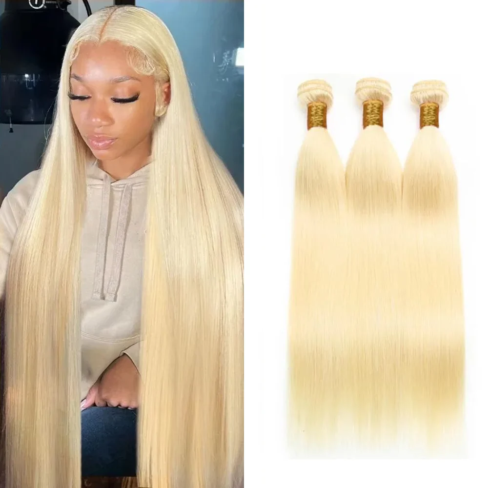 

613 Colored Straight Hair 1/3/4 Pcs Human Hair Bundles Long Extension 40Inch Remy Hair Honey Blonde Brazilian Human Hair Bundles
