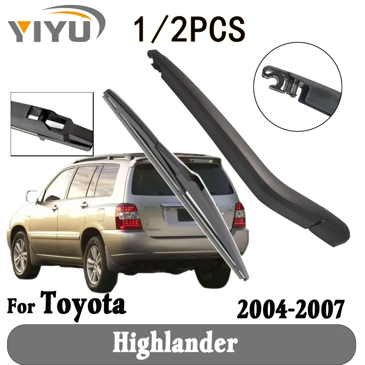 1/2 pçs lâmina de limpador traseiro braço pára-brisas limpo janela traseira do carro escova de chuva para toyota highlander 2004--2007