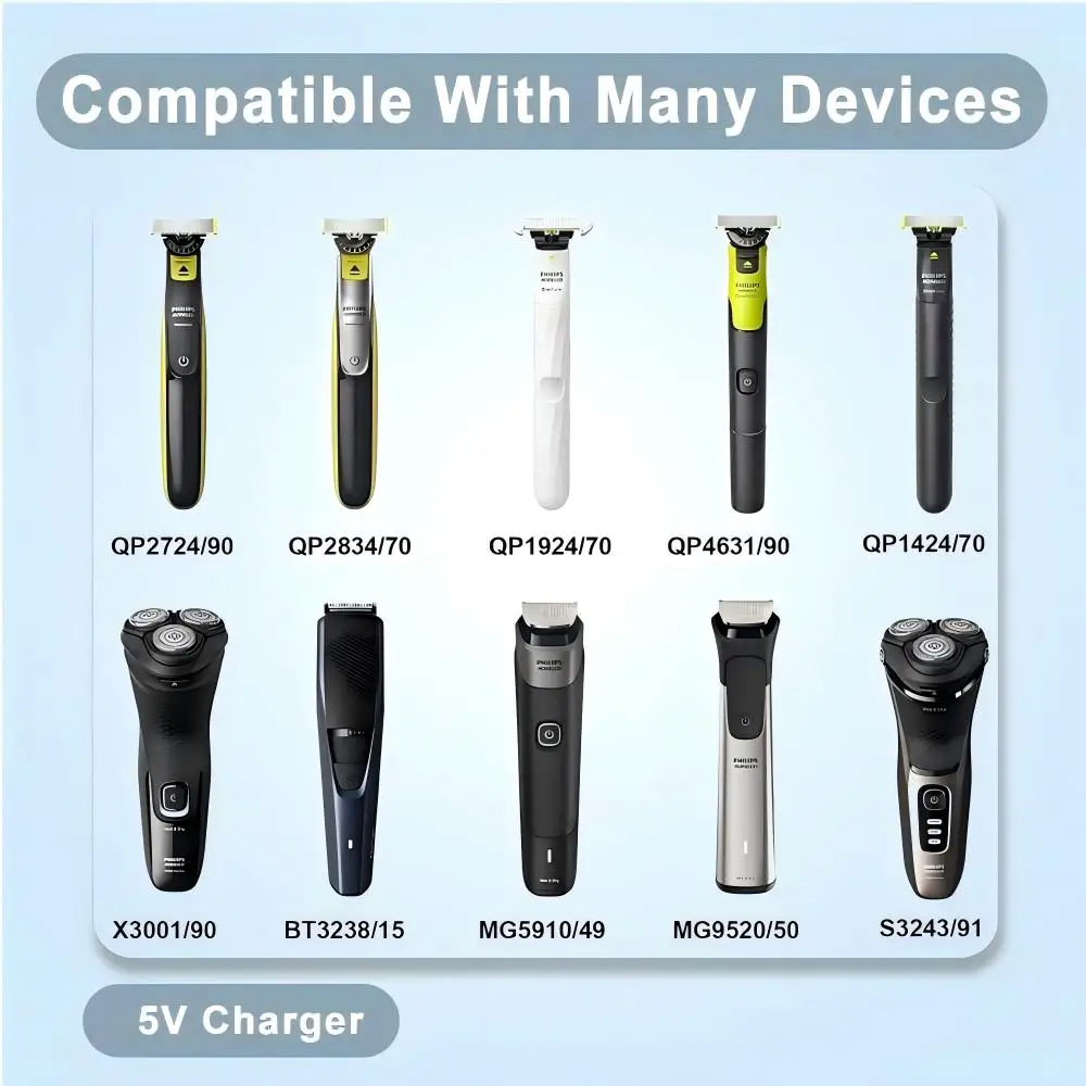USB C to 5V Shaver Charger Adapter with Indicator Light for Philips Norelco OneBlade QP2724 QP2834 QP4530 QP1924