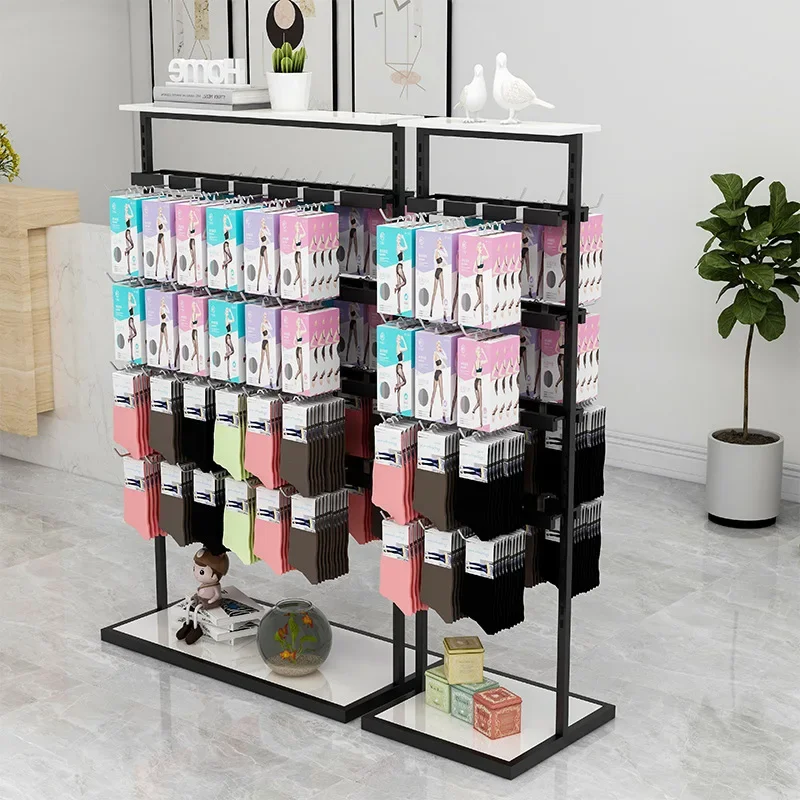 Hanging boxed underwear rack shopping mall multi-function mobile phone case display double-sided stockings shelf