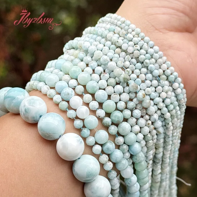 2/3/4/6/8mm Natural Larimar Stone Beads Round Spacer Loose DIY Strand 15