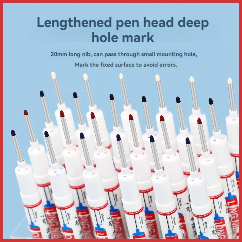 4Pcs/Set 20mm Deep Hole Long Nib Head Markers For Metal Perforating Pen Waterproof Bathroom Woodworking Decoration Multi-Purpose