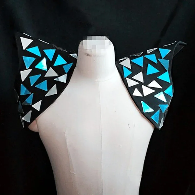 Nightclub Dj Ds Rave Outfit Mirrors Shoulder Vest For Women Men Shoulder Pads Waistcoat Stage Performance Accessories XS4692