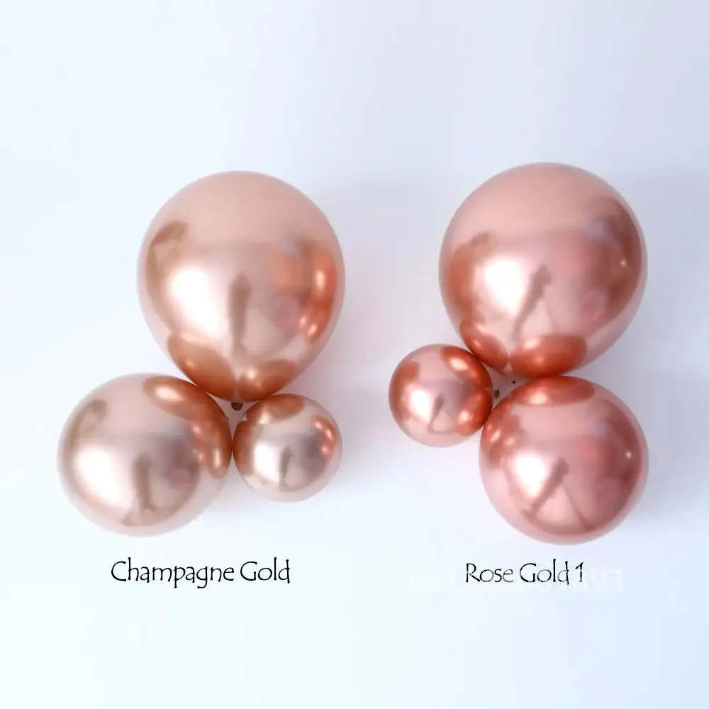 20Pcs 5/10/12Inch Rose Gold Champagne Gold Chrome  Balloons Chrome Metal Globos Birthday Party Wedding Decorations Baby Shower