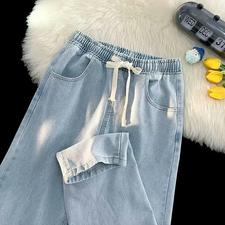 

Cross-Border Southeast Asia Spring Autumn Loose Straight Leg Men's Jeans Floor-Length Casual Pants High Street Style