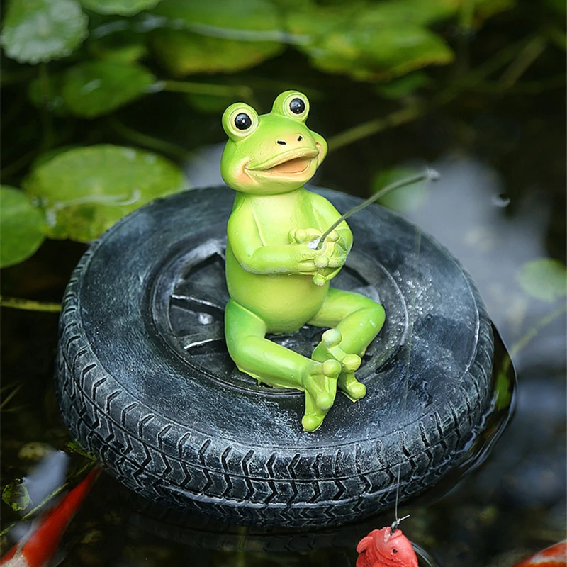 

Garden Floating Water Frog Pond Animal Statue Ornaments Courtyard Fish Pond Fountain Landscaping Decor Crocodile Handmade Crafts