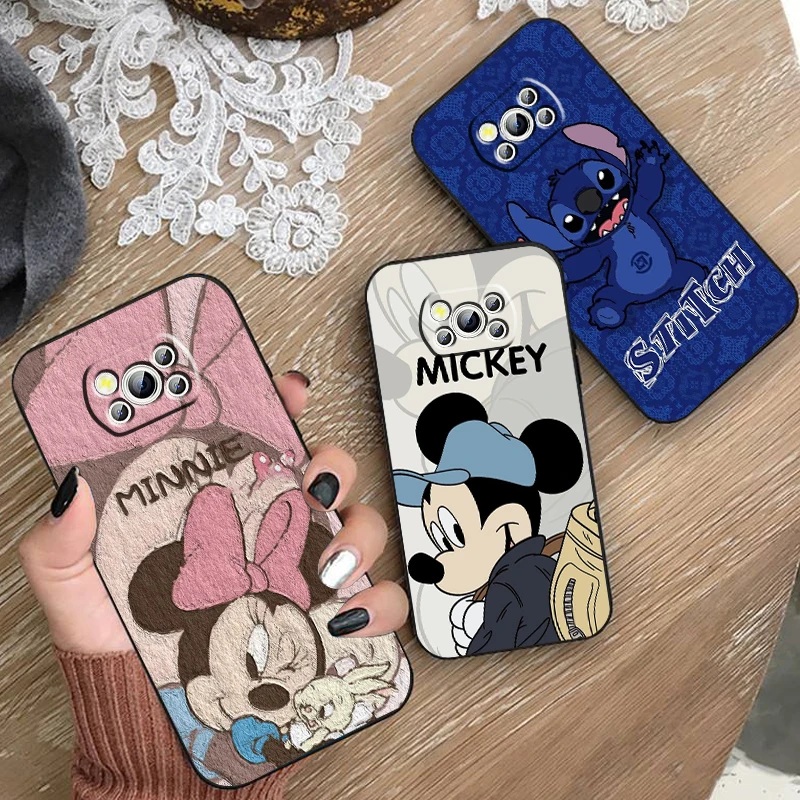 Stitch Mickey Minnie Comics For Xiaomi Mi Poco F5 F4 F3 F2 X5 X4 X3 M6 M5 M5S M4 M3 C40 Pro GT NFC 5G Black Funda Phone Case