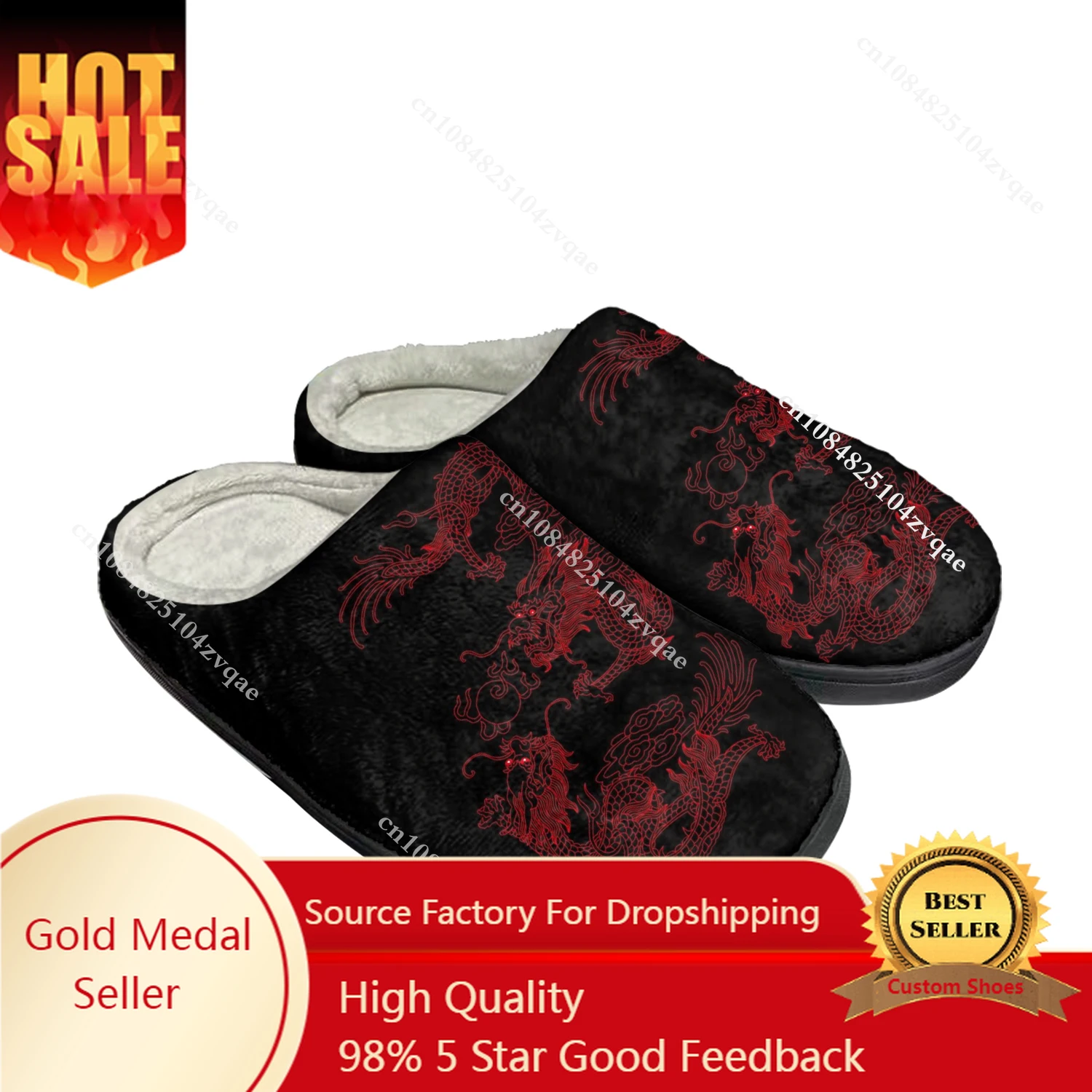 Drachen muster Design Home Baumwolle Hausschuhe Herren Damen Plüsch Schlafzimmer lässig warm halten Schuhe Thermal Indoor Slipper benutzer definierte Schuh