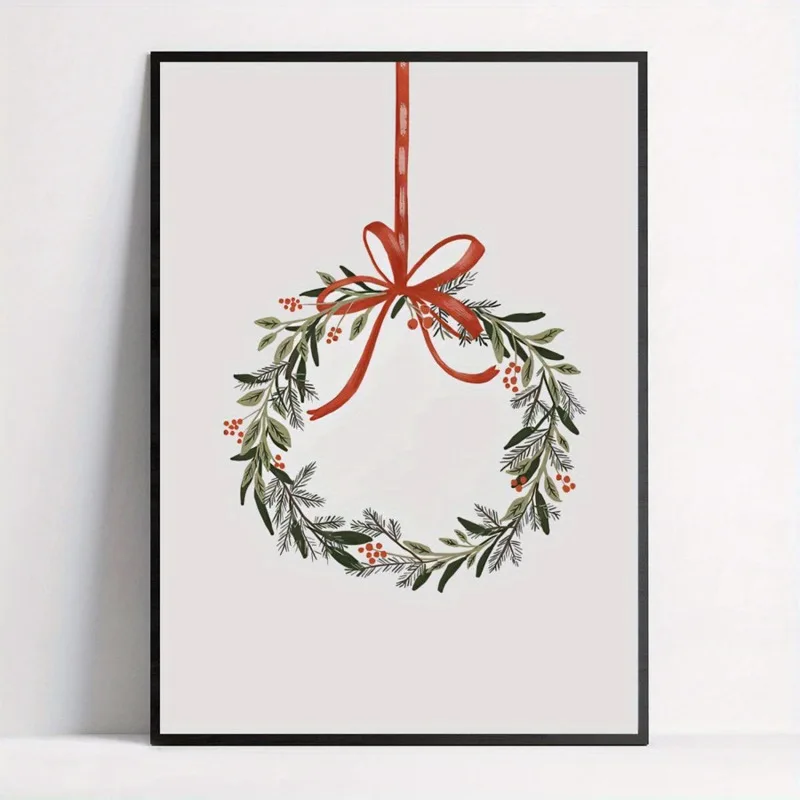 

Scenery Poster Wall Art Canvas Painting Modern Elk Snow Wood House Picture Home Decor Prints for Christmas Living Room Design