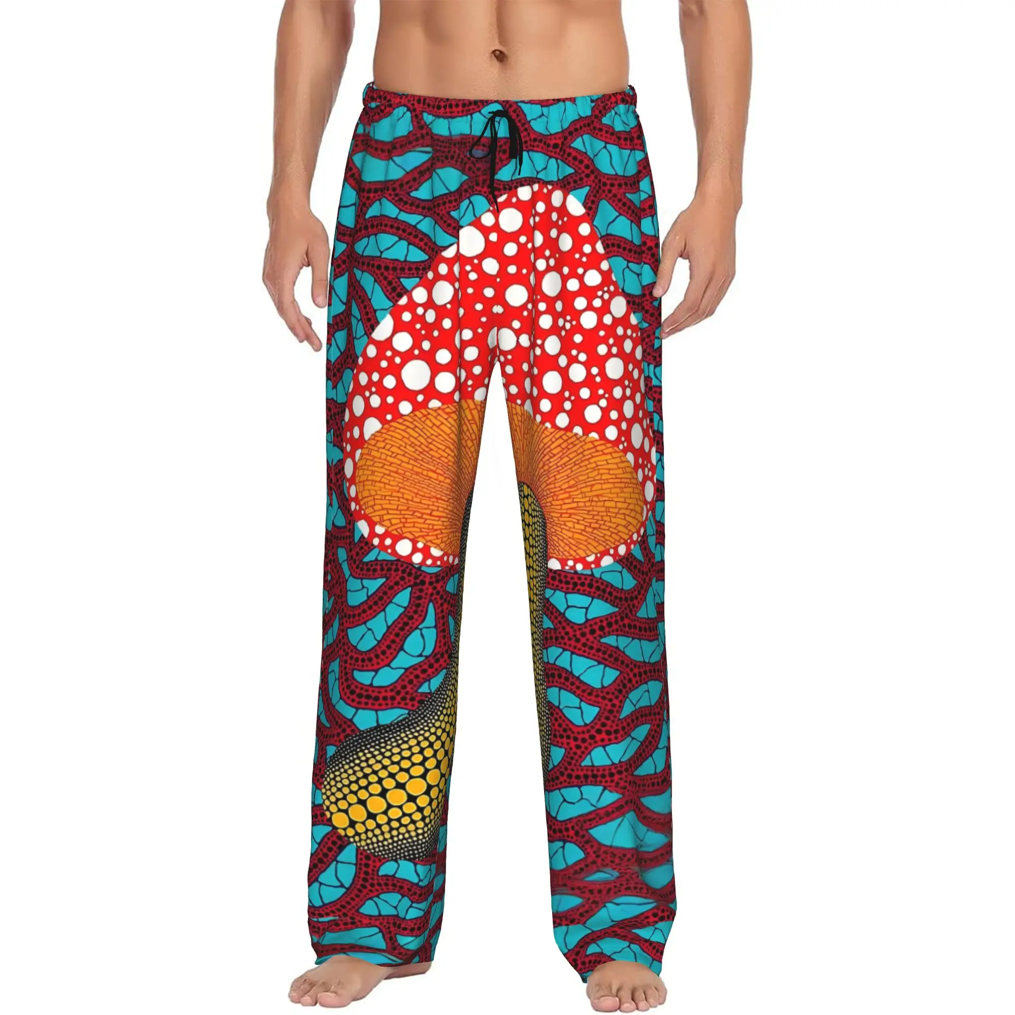 Custom Yayoi Kusama Aesthetic Pajama Pants for Men Abstract Art Sleepwear Lounge Sleep Bottoms Stretch with Pockets