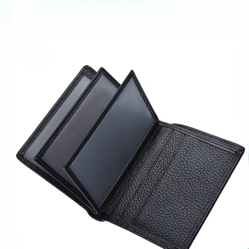 محفظة بطاقات الهوية العمودية من الجلد الطبيعي للرجال بتصميم مدمج وحامل تسجيل السيارة من جلد البقر المحبب
