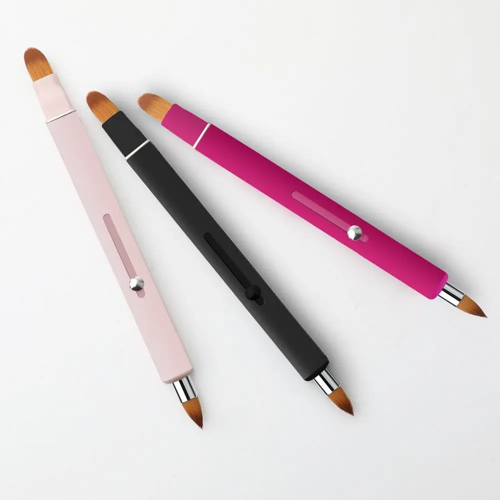 หลอดอลูมิเนียม Retractable Lip/brow Brush Telescopic พร้อมหมวกป้องกันแปรงลิปกลอสแปรงแต่งหน้าแบบพกพา