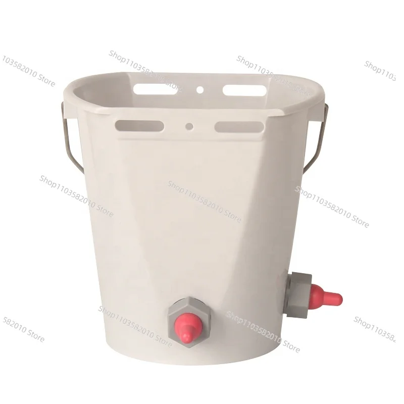 8L Plastic Calf Feeding Milk Bucket, Cattle Feeding Bucket with 8 Teats for Livestock Nursing