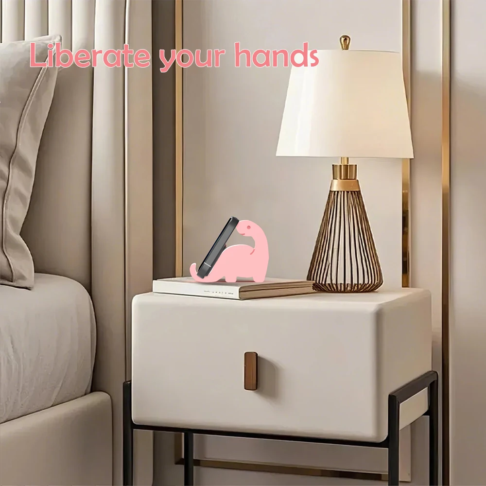 حامل هاتف ديناصور لطيف، مصنوع من البلاستيك، متين وليس من السهل كسر. مناسبة للمكاتب ومكاتب الكمبيوتر وما إلى ذلك.