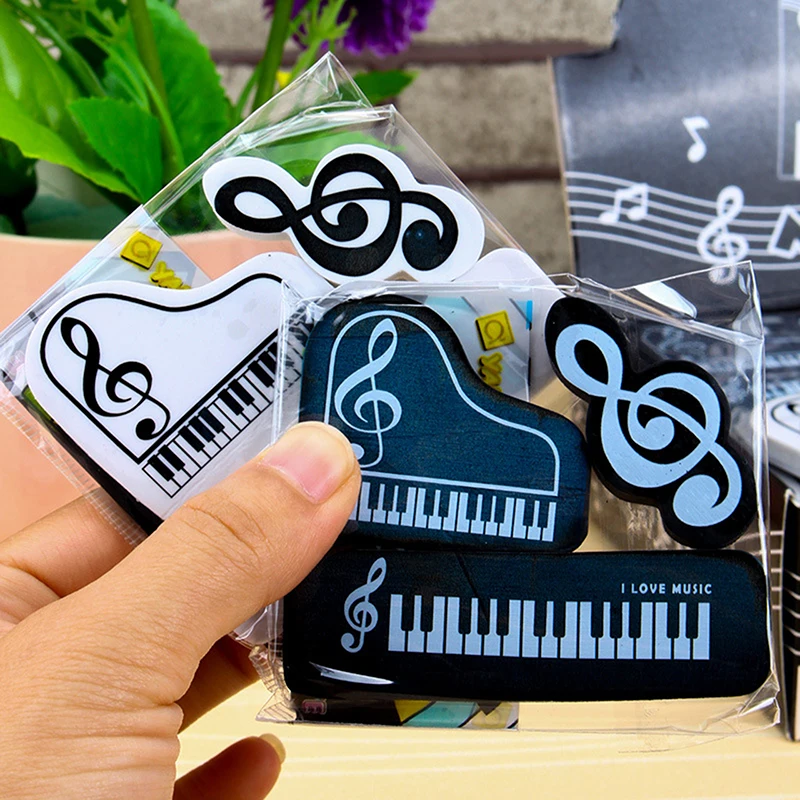 3pcs Musical Piano Note Rubber Pencil Eraser School Student Stationery For Kids