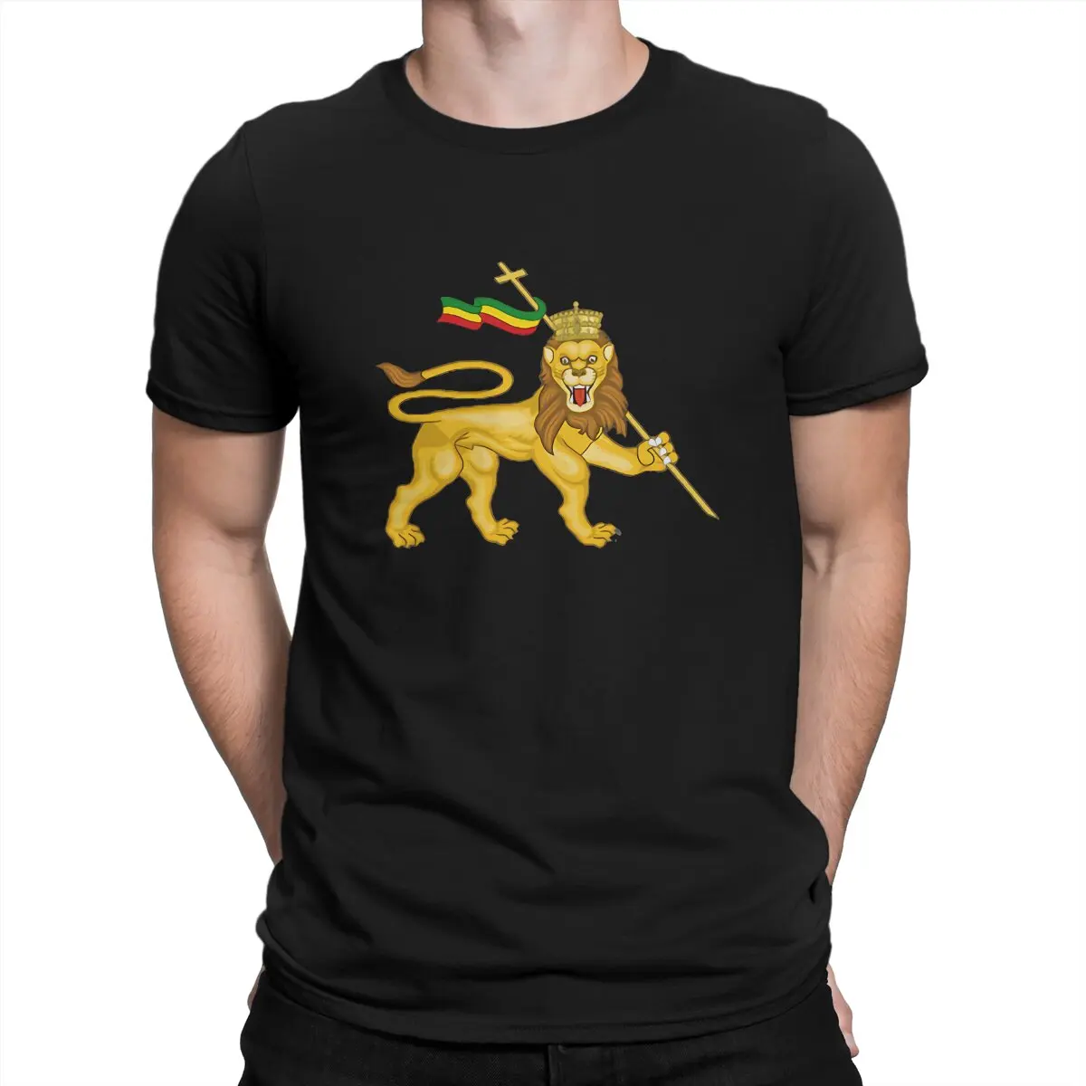 Rasta Lion Of Judah Rastafari Classic Tshirt Homme Men's Clothing Polyester T Shirt For Men