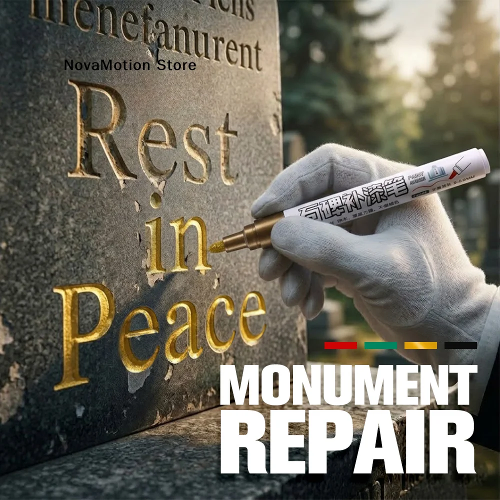 [NM]1Pcs Golden Tombstone Marker Pen Restores Faded Text On Tombstones And Granite Surfaces Weather-Resistant Quick-Drying Pen