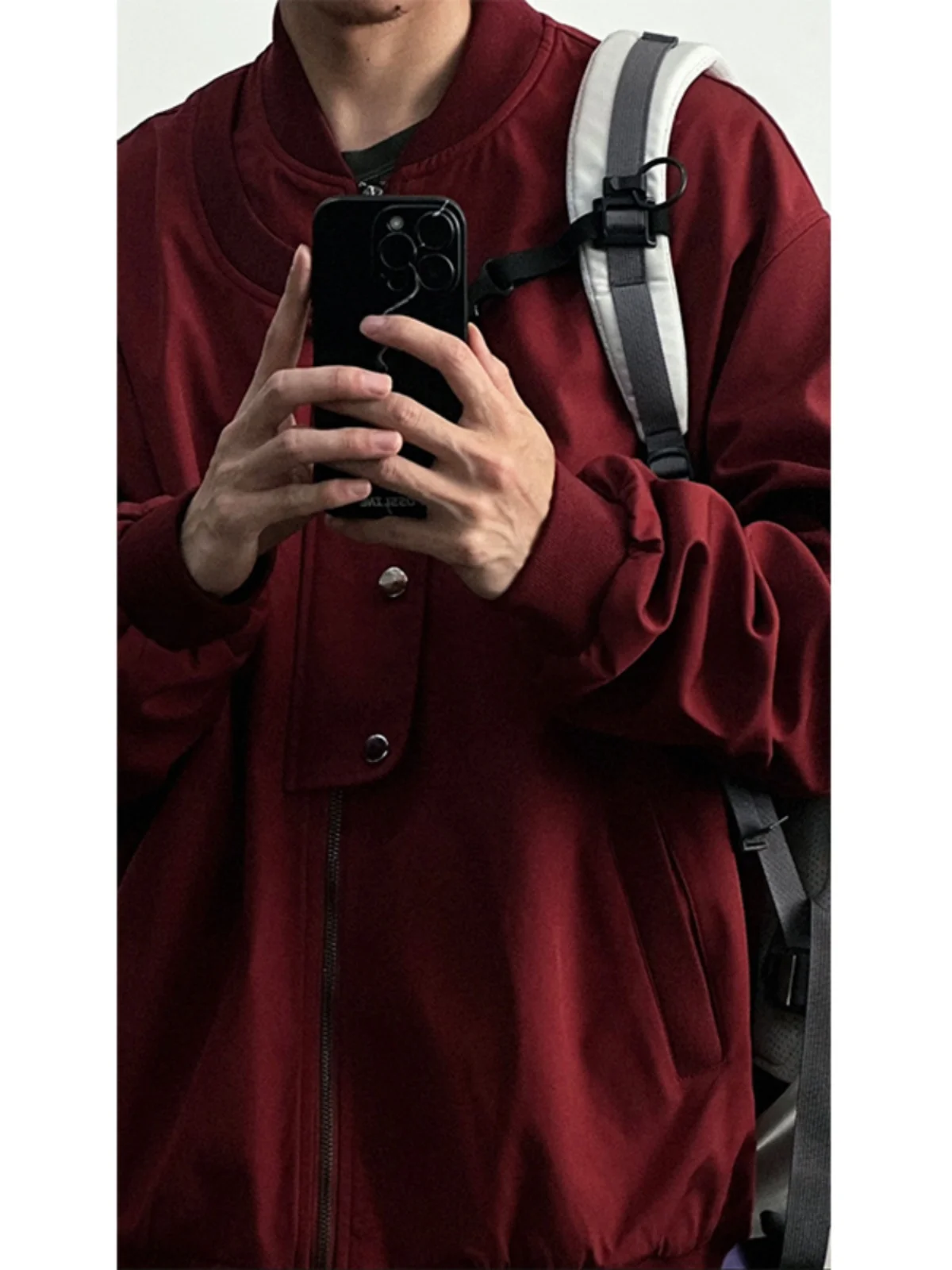 

LH Store Весенне-осенняя бейсбольная майка с повседневной красной уличной одеждой, винтажная американская верхняя одежда с длинной свечой на молнии