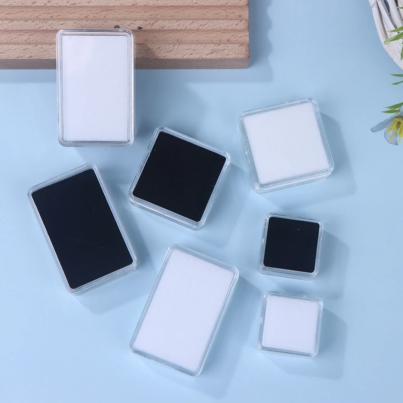 

Transparent Diamond Jewelry Display Box With Foam Pad Bare Stone Gem Storage Container Case Glass Beads Organizer Packaging Box